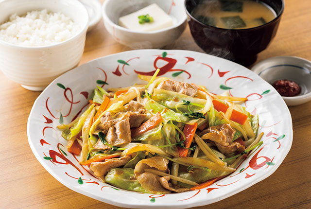 たっぷり野菜の肉野菜炒め定食